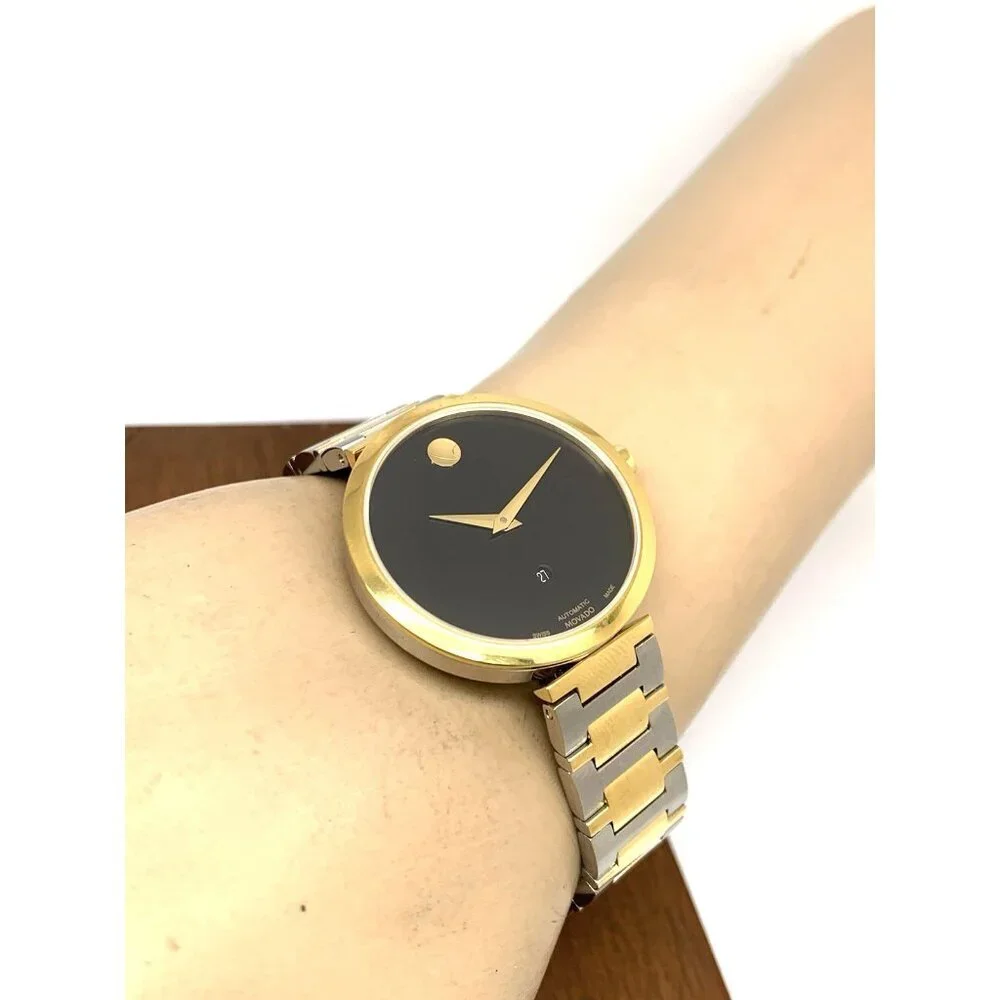 Movado Women's Watch 0607679 Museum Black Dial Swiss Automatic 2-Tone Steel 32mm